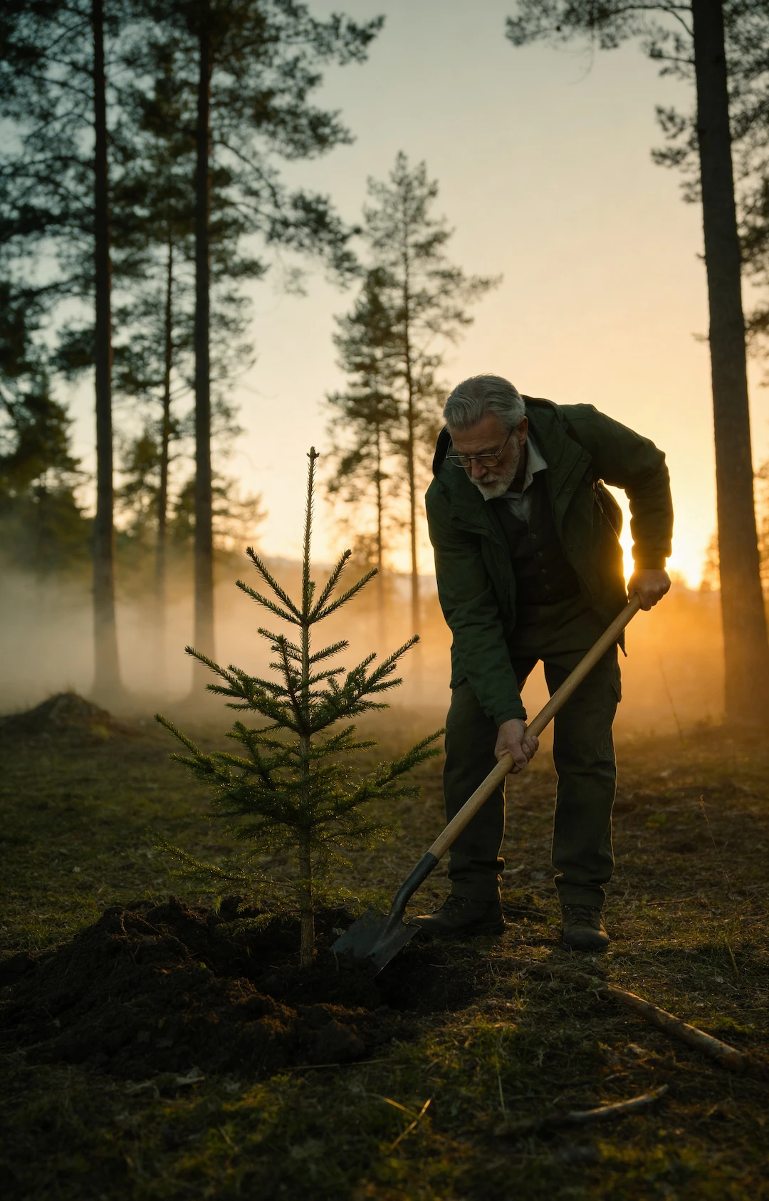 Umweltschutz Jäger pflanzt einen Baum im Wald – Naturschutz und Umweltpflege im Jagdverband Haßfurt